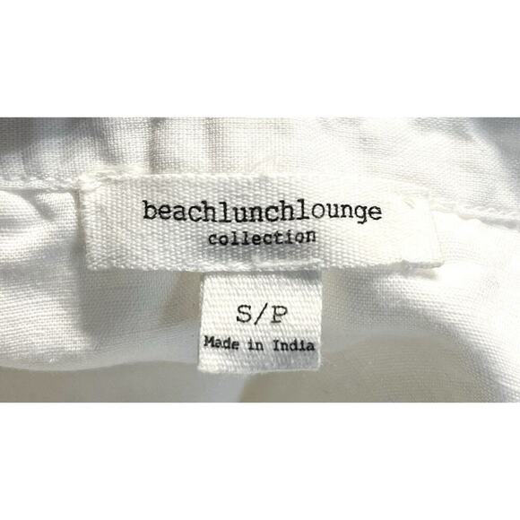 Beach Lunch Lounge 100% Linen Sleeveless Button Tunic Top Fringe Womens Small - Picture 5 of 6